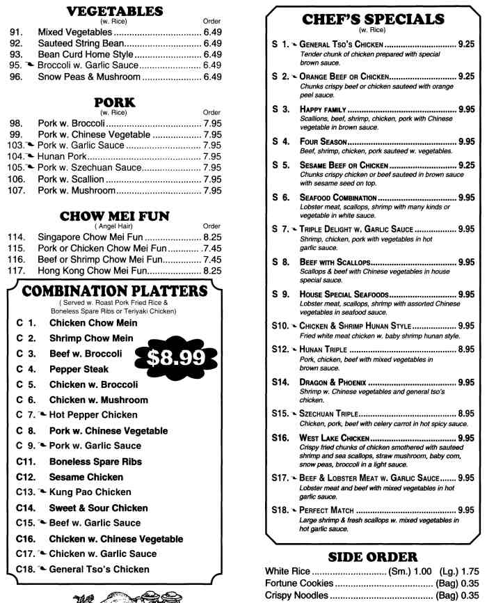 China Wok Menu Buffet Prices Bennington VT